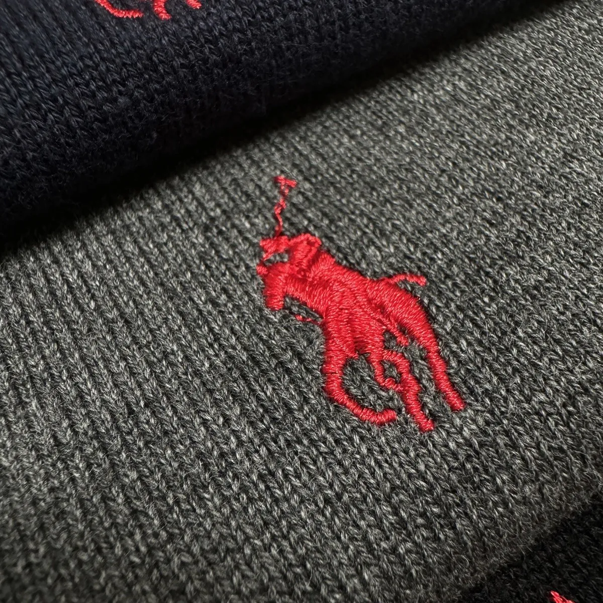 P210 M301#Ralph Lauren Pony Stand Collar Half-Zip Sweater Color: Black Royal Blue Gray Size: M-XXL